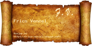 Frics Vencel névjegykártya